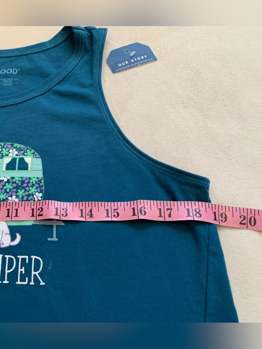 LIFE IS GOOD 100% cotton Persian blue “HAPPY CAMPER” crusher tank size mediumNWT - Picture 10 of 11